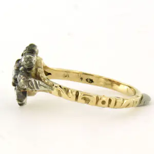 14k geel goud met zilveren ring bezet met roos diamanten tot. 0.20ct -G/H - SI kopen? Bied vanaf 360!