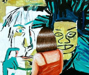 Gerard Boersma - Andy & Jean-Michel (Vrouw genietend van schilderij van Jean-Michel Basquiat) kopen? Bied vanaf 75!
