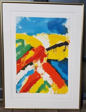 Jan Cremer - Kleurenzeefdruk RED-MOUNTAIN-RED INGELIJST-- GROOT!!! kopen? Bied vanaf 150!