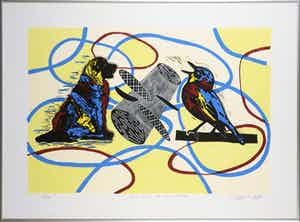 Hans Wap - Litho, Two birds of one feather - Ingelijst verkocht voor € 50!