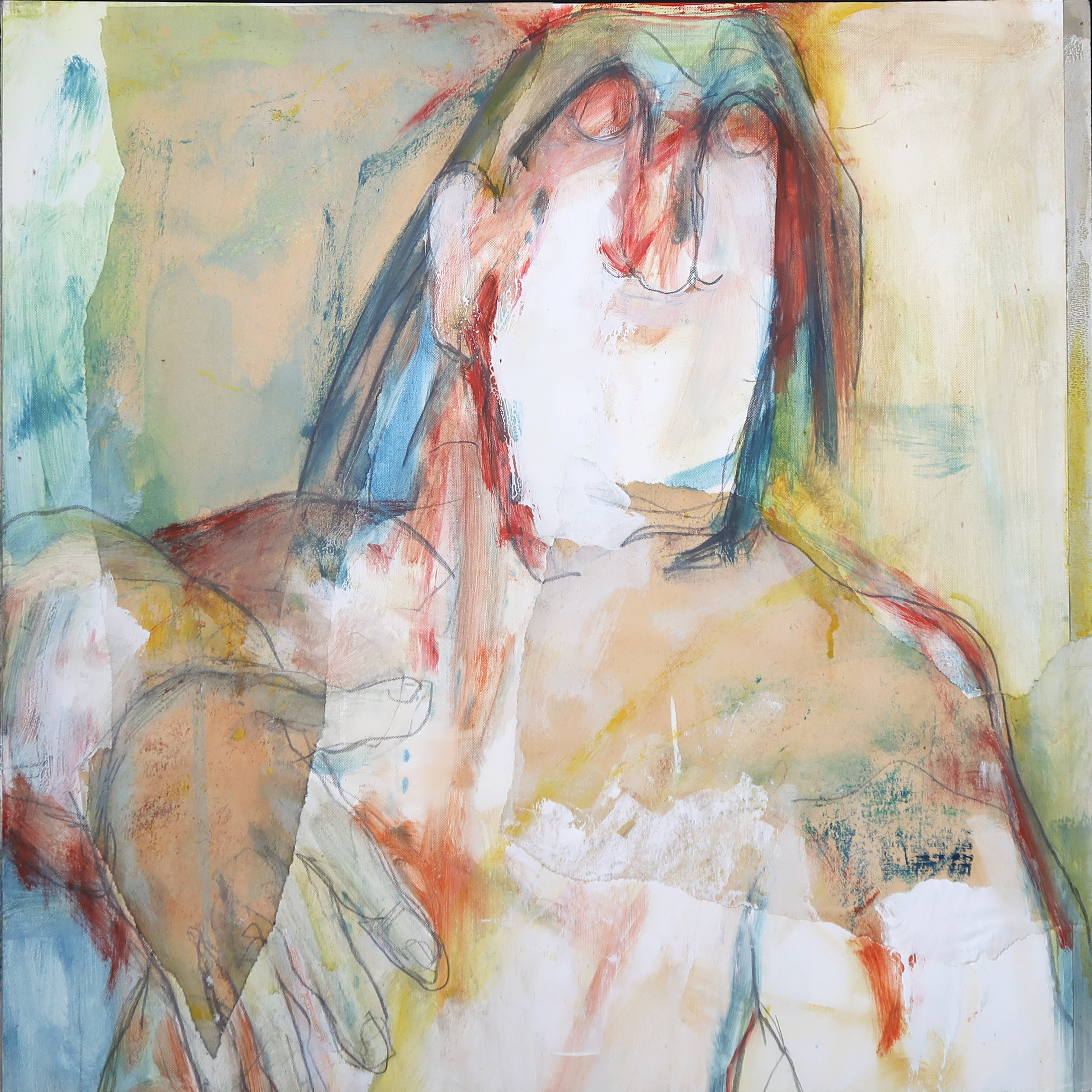 Annica Koot - Gemengde technieken op karton, Acryl en gouache met collage, Kijk en Ween verkocht voor € 40!