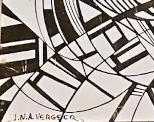 Jo Vergeer - abstracte tekening in inkt kopen? Bied vanaf 100!