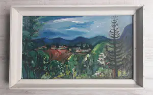 Jacques Mels - Kleurrijk landschap met huisjes kopen? Bied vanaf 70!