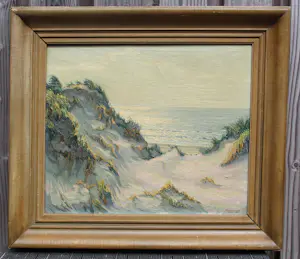 Ad Blok van der Velden - Ingelijste olieverf op doek: "Duingezicht Texel" - 1951 kopen? Bied vanaf 1000!