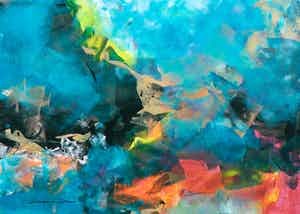 Dam Domido - Acryl op papier, Composition Abstractie verkocht voor € 100!