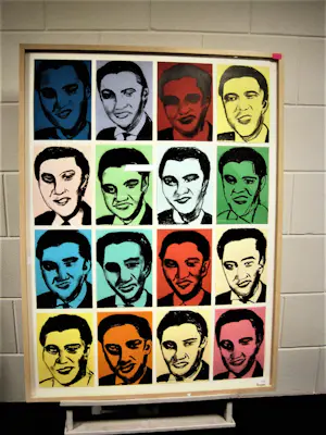 Niet of onleesbaar gesigneerd - GROOT Pop-Art "16x Elvis Presley" gem. Techn. - fraai ingelijst! kopen? Bied vanaf 1!