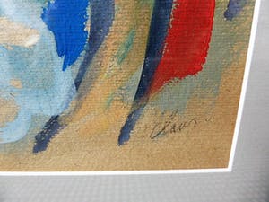 Hugo Claus - vroege gouache hand gesigneerd en verso getiteld: zelfportret met (Karel) Appel kopen? Bied vanaf 1200!
