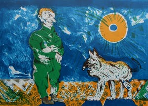 Lucebert - Litho: man met hond-1973 kopen? Bied vanaf 249!