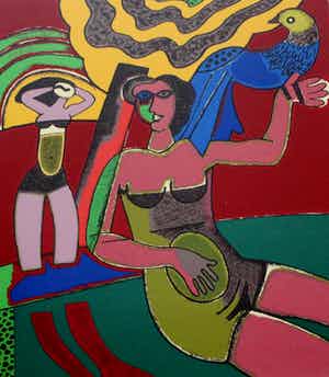 Corneille - Ingelijste zeefdruk - 1991 (prachtige lijst!) verkocht voor € 399!