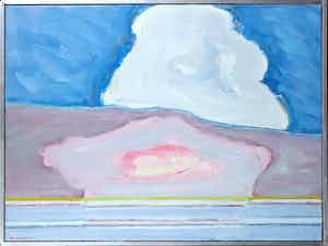 Paul Overhaus - Olieverf op doek, Witte wolk - Ingelijst verkocht voor € 10!