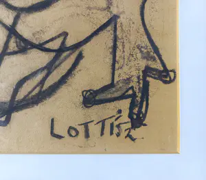 Lotti van der Gaag - CoBrA figuur, houtskool tekening (netjes ingelijst) kopen? Bied vanaf 695!