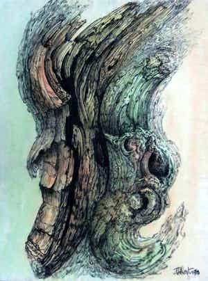 Jan van den Thillart - Stronk - Krijt tekening icm acrylverf verkocht voor € 375!