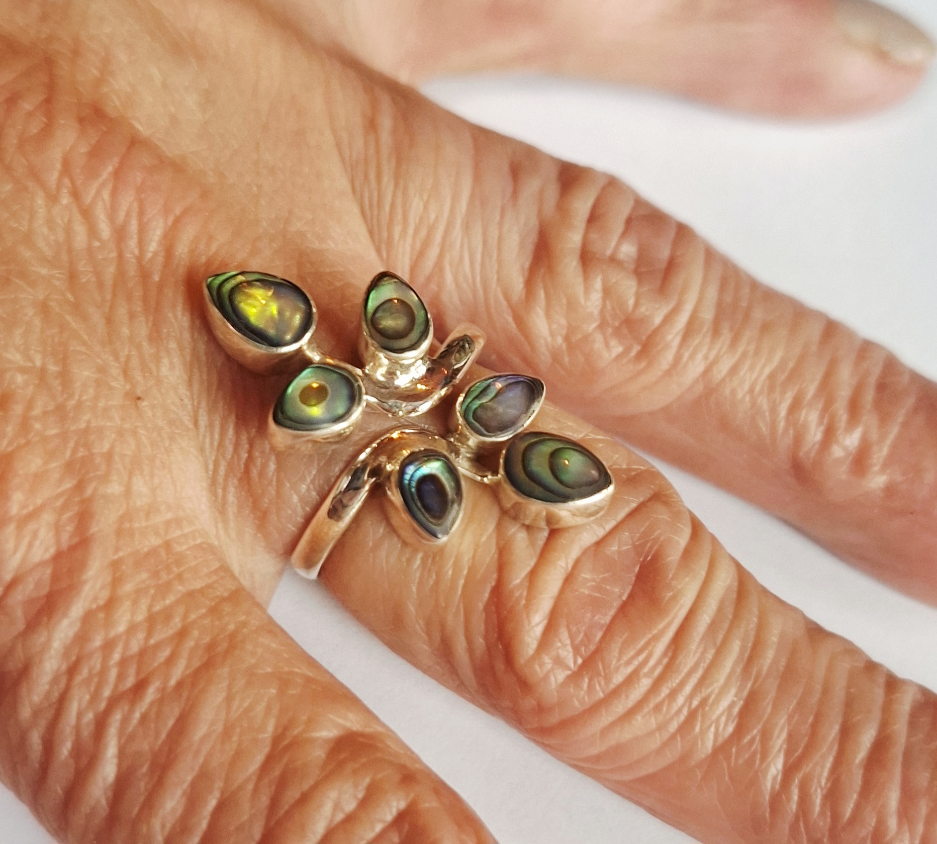 Nieuwe Prachtige, gepolijste sterling zilveren set met een enorme abalone, kopen? Bied vanaf 55!