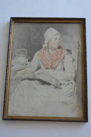 Lambertus Johannes Hansen - Vrouw leest boek. Tekening potlood / krijt kopen? Bied vanaf 35!