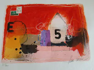 Theo Koster - Zeefdruk en collage, 5 kopen? Bied vanaf 35!