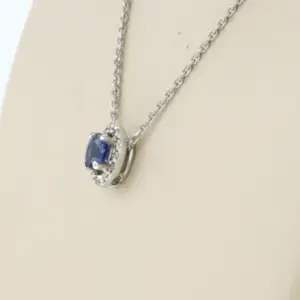 14k gouden collier en hanger met saffier en briljant geslepen diamant tot.0.05ct kopen? Bied vanaf 190!