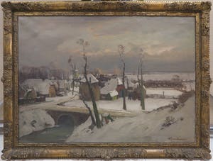 David Schulman - Olieverf op doek, Boerendorp - Ingelijst (Groot) kopen? Bied vanaf 1000!