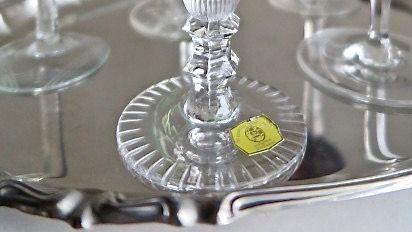 Niet of onleesbaar gesigneerd - 5 Boheemse gekleurde Stam Kelken - Geslepen loodkristal - 1920/30 kopen? Bied vanaf 1!