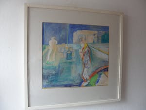 Wim Drion - Gouache op papier, titel. "Rendez-vous kopen? Bied vanaf 25!