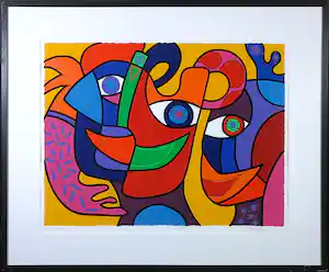 Marianne Naerebout - Zeefdruk, Best Friends - Ingelijst verkocht voor € 45!