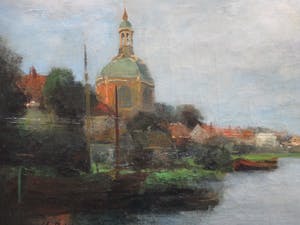 Adriaan Terhell - Galgewater & Morspoort Leiden gezien vanaf De Put - Olie op doek kopen? Bied vanaf 100!