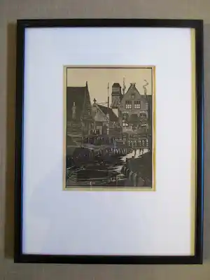Jaap Veldheer - Ingelijste houtsnede Marken II vendu pour 30€ !