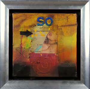 Theo Koster - Collage op doek, So - Ingelijst verkocht voor € 35!