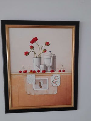 Ruud Verkerk - Stilleven met klaprozen en kersen kopen? Bied vanaf 700!