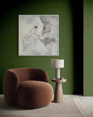 Robert Detheux - Die Verrückte mit der Fliege – Großes surrealistisches Traumgemälde von 1979 – 90 x 90 cm kopen? Bied vanaf 950!