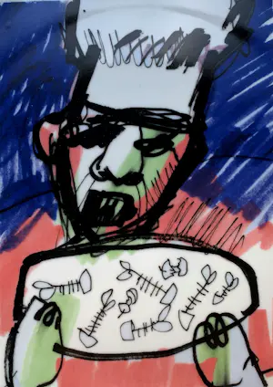 Herman Brood - Keramiek bord: "Aan de lijn" - 2007/2008 kopen? Bied vanaf 69!