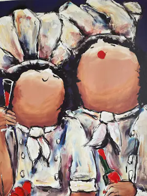 Theo Broeren - Glicée met acryl opdoek “ Kokkerellen 2 “ kopen? Bied vanaf 120!