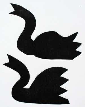 Klaas Gubbels - Houtdruk: Zwarte zwanen - 1998 verkocht voor € 295!