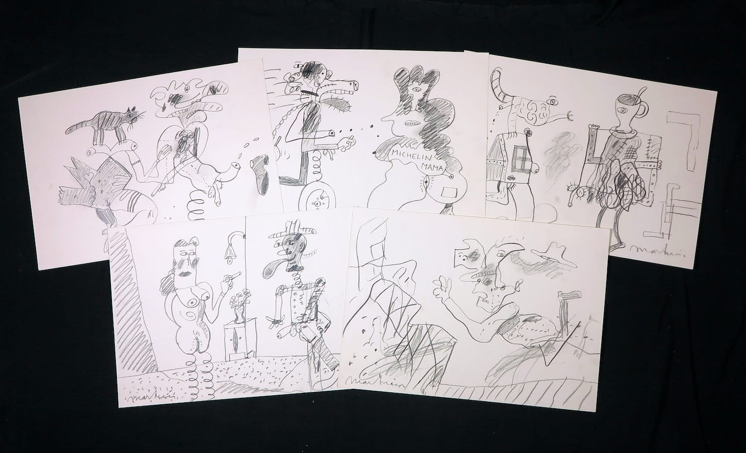 Anton Martineau - Lot van 5 unieke werken op papier! kopen? Bied vanaf 1!