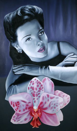 Jan Bollaert - Acryl op doek, Orchid Woman - Ingelijst (Zeer Groot) kopen? Bied vanaf 350!