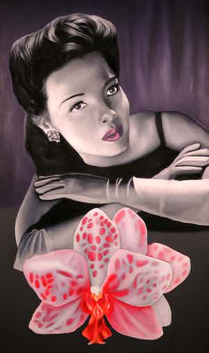 Jan Bollaert - Acryl op doek, Orchid Woman - Ingelijst (Zeer Groot) verkocht voor € 350!