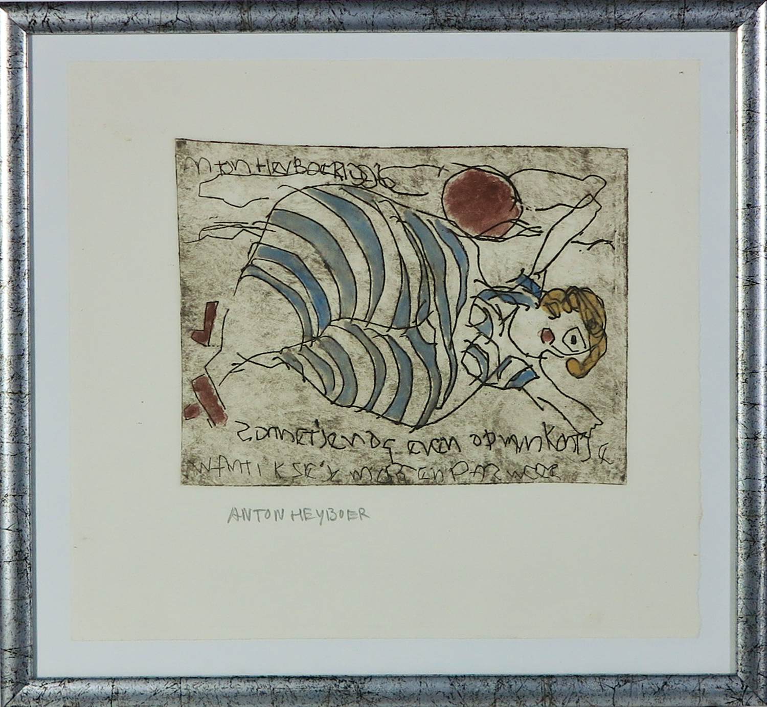 Anton Heyboer - Ets, Zonder titel - Ingelijst verkocht voor € 200!