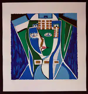Maartje Wijngaarden - “geabstraheerd portret”. Handgesigneerd en genummerde zeefdruk. vendu pour 35€ !