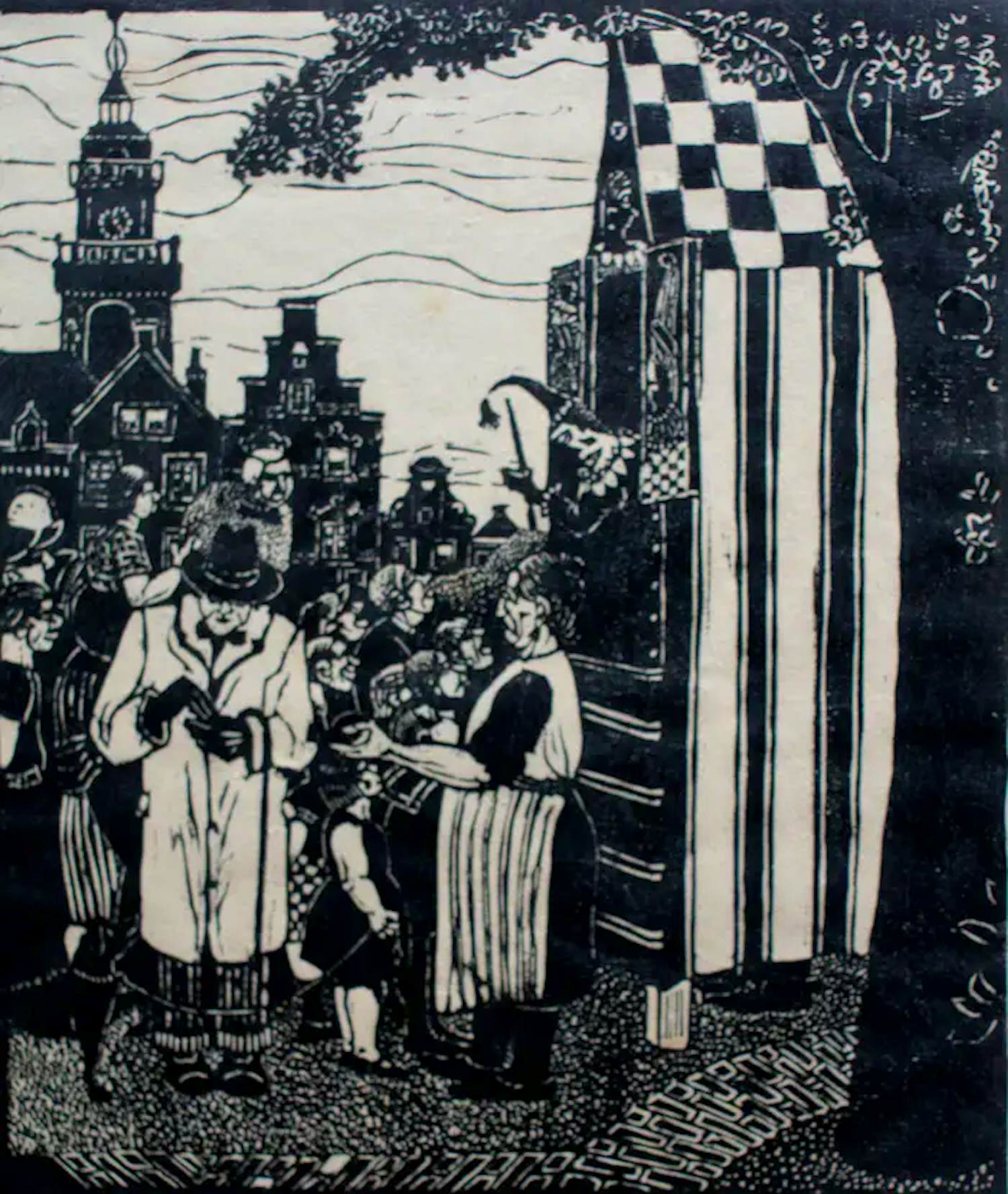 Jan Strube - Houtdruk: "Poppenkast" kopen? Bied vanaf 60!