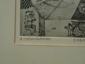 Ab Steenvoorden - 2 Ingelijste etsen , Paralel & Spelen – oplage van 10 ex. kopen? Bied vanaf 40!