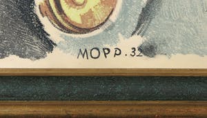 Max Oppenheimer - Bijzondere kleurenlitho van bespeelde violen - Ingelijst kopen? Bied vanaf 1500!