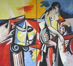 Dirkjan Ribbeling - Olieverf op doek, Zonder titel - Ingelijst (Zeer groot) kopen? Bied vanaf 1!