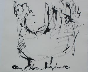 Anton Heyboer - inkttekening: kip kopen? Bied vanaf 175!