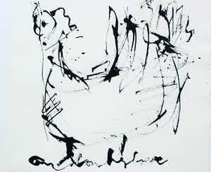 Anton Heyboer - inkttekening: kip verkocht voor € 175!