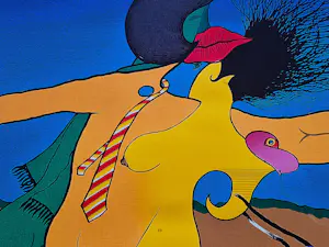 Jules Bekker - Grote kleuren zeefdruk "carnavalsgasten" - beperkte oplage (50) kopen? Bied vanaf 38!