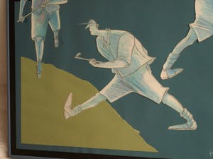 Guido van Driel - Ingelijste collage & tekening , “Golfers 2” – 1993 kopen? Bied vanaf 90!