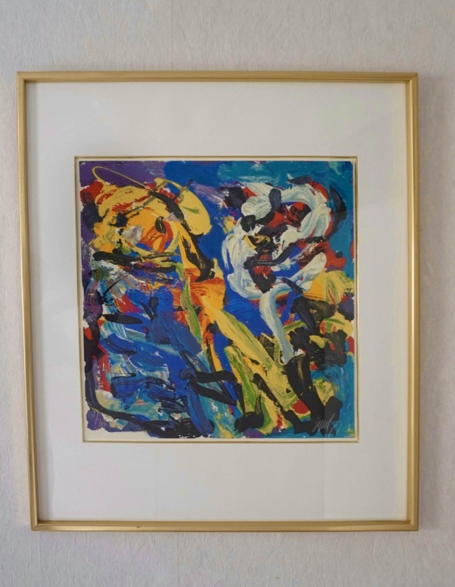 Karel Appel - Spelend in blauw verkocht voor € 1100!