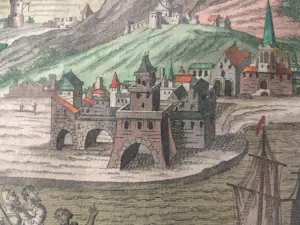 Georg Balthasar Probst - Zicht op de brandende toren van Alexandrië in Egypte kopen? Bied vanaf 75!