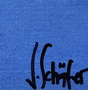 Jacqueline Schäfer - Cow Blue op linnen - 99 ex. kopen? Bied vanaf 59!