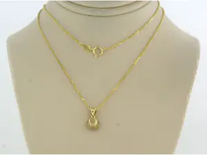 14k gouden collier met hanger bezet met diamant tot. 0.12ct - 45 cm lang kopen? Bied vanaf 200!