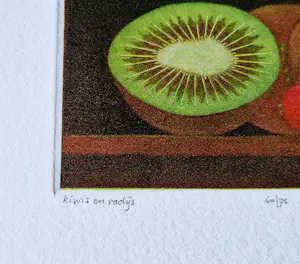 Joop Vegter - Fraaie kleine mezzotint "kiwis en radijs" - bep. oplage (75) - potloodgesigneerd kaufen? Bieten Sie von 45!